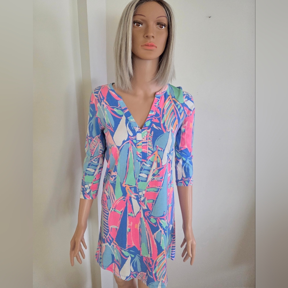 Lilly Pulitzer Ali Dress Out to Sea Size XS 3/4 Sleeve
